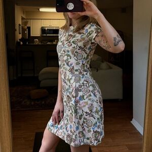 Vintage, paisley floral print mini dress